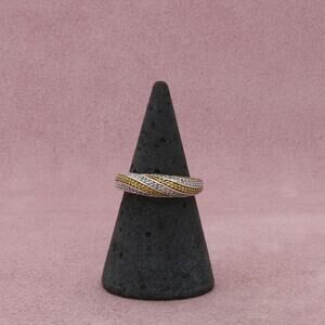 affinity sterling silver yellow & white diamond band ring size 5.75